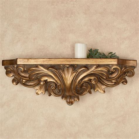 small gold decorative wall shelves